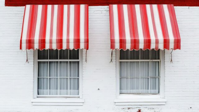  front of a red and white awning, perfect for urban or cityscape photography