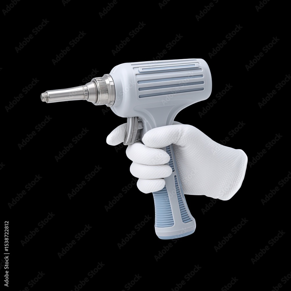 Aufkleber single plaster sprayer gun with adjustable nozzle is held gloved hand, showcasing its ergonomic desi