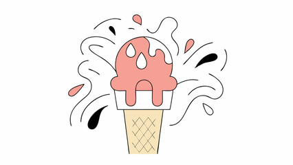 Melting Ice Cream Cone with Abstract Splashes