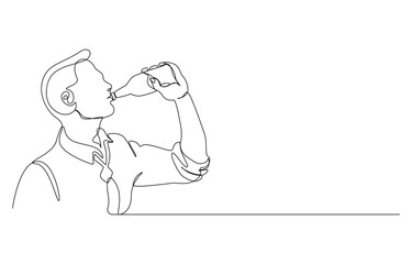 Oktoberfest Drinking concept continuous line art drawing, Wine Bottle and Glass Single-Line Drawing