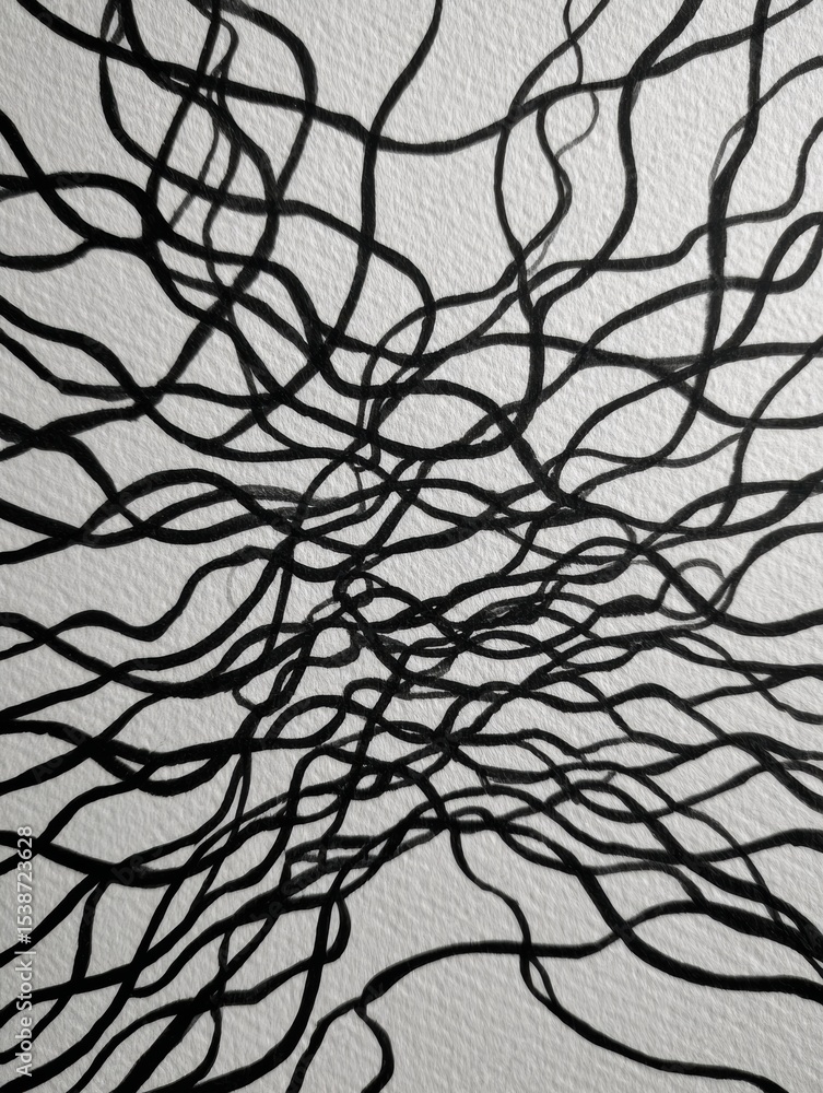 Poster Tangled Thoughts Gradually Transforming Into Calm, Organized Lines in a Minimalistic Design