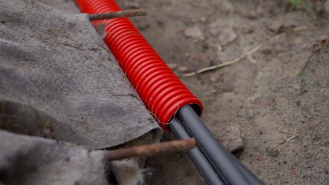 Hose for electrical wiring insulation, close up 