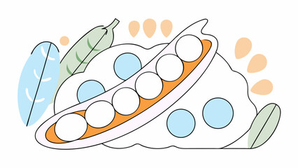 Pea Pod and Peas Illustration