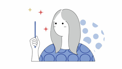 Woman with Pointer, Idea, Inspiration, Brainstorming