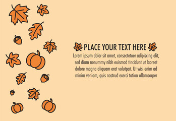fall autumn banner template with maple leaves and space for text. Editable floral abstract vector background for posters, invitation and social media post and cover