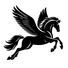 Fototapeta premium Pegasus In Flight Vector Graphic Of Mythological Winged Horse