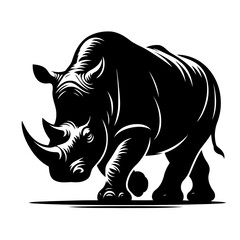 Fototapeta premium Rhino Silhouette Powerful African Wildlife Vector Graphic