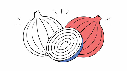 Cartoon Onions Whole and Sliced
