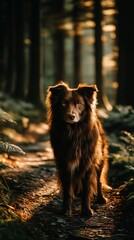 Dog in forest path