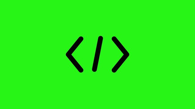 Animated coding icon in 4K representing programming on green screen background