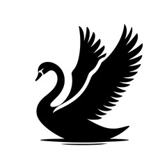 Obraz premium Black Swan Silhouette Elegant Bird In Flight Wildlife Vector Graphic