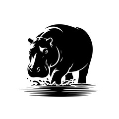 Hippopotamus Silhouette In Water African Wildlife