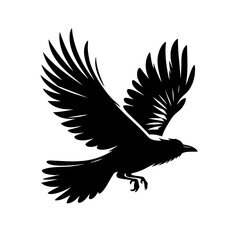 Fototapeta premium Crow In Flight Black Silhouette Bird Graphic