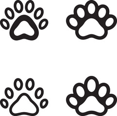 Set of cat paw Print icon design 