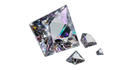Radiant diamonds scattered,  iridescent facets