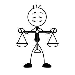 Calm man holding scales representing balance and fairness in business