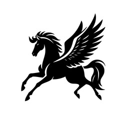 Fototapeta premium Pegasus Silhouette Of Winged Horse In Flight