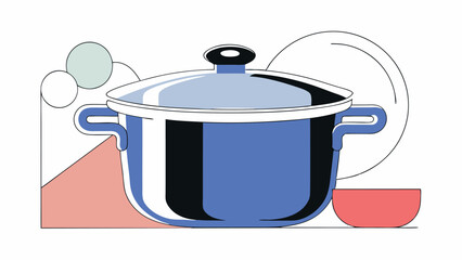Blue Pot with Lid and Bowl, Minimalist Kitchen Still Life