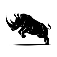 Fototapeta premium Powerful Rhino Silhouette Leaping Beast In Vector Graphic