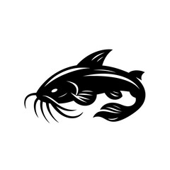 Obraz premium Catfish Aquatic Animal Silhouette Vector Graphic