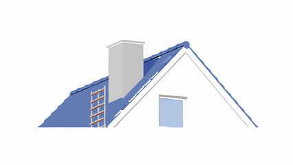 House Roof with Chimney and Ladder © anirut