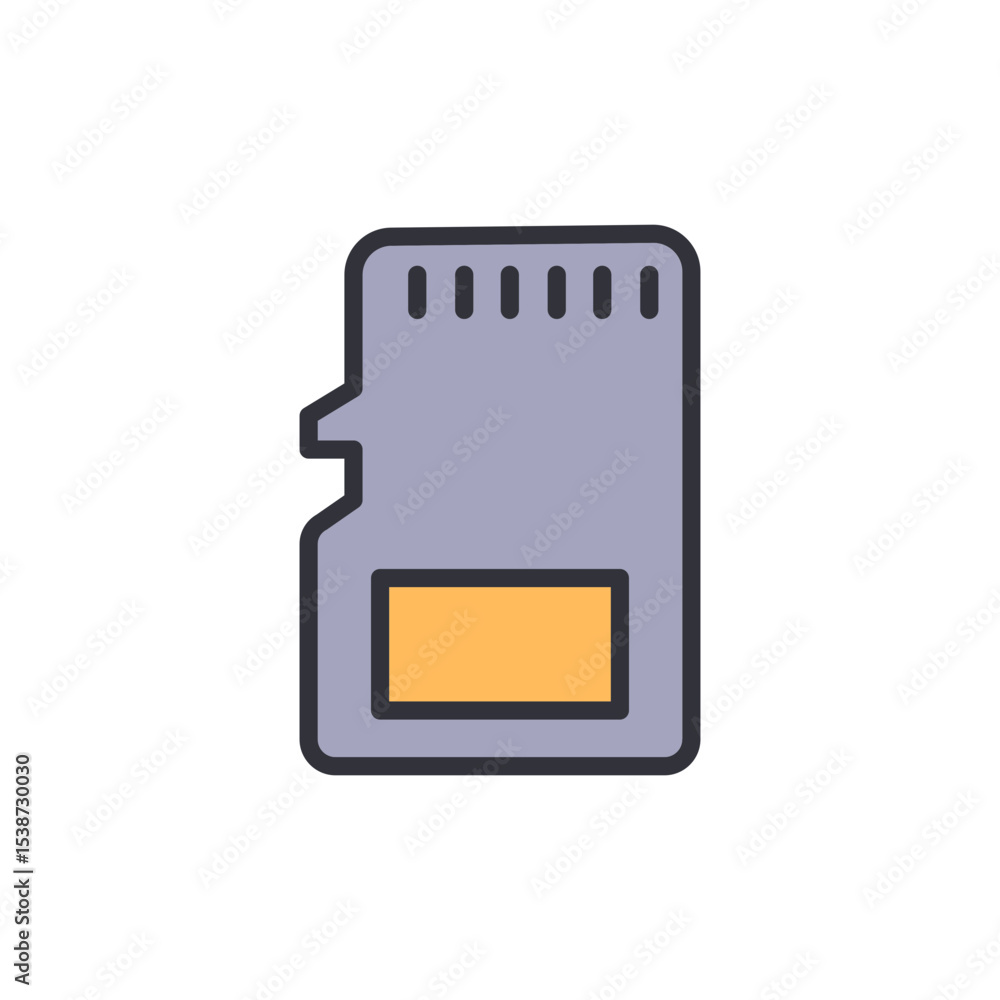 Poster stylized icon of a memory card for digital storage solution