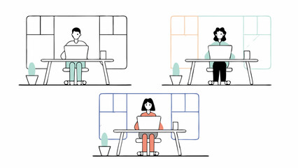 Modern Office Workers at Desk, Teamwork, Collaboration