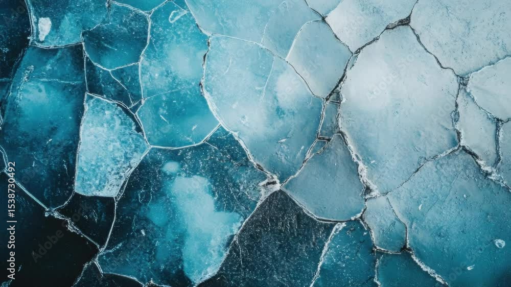 Poster a close-up view of a cracked ice surface, perfect for use in scientific or environmental contexts
