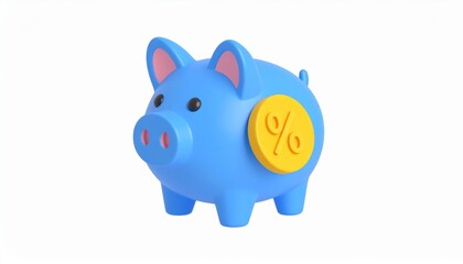 Obraz premium 3D piggy bank with discount tag – saving money promotion icon 