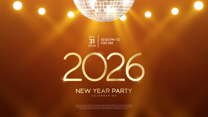 2026 Happy New Year club poster Background for your Flyers and Greetings Card graphic or new year themed party invitations. 2026 New Year Party Celebration invitation design.
