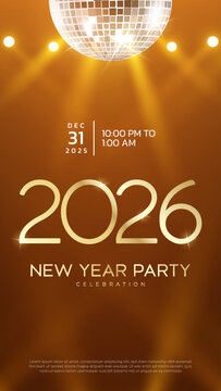 2026 Happy New Year club poster Background for your Flyers and Greetings Card graphic or new year themed party invitations. 2026 New Year Party Celebration invitation design.