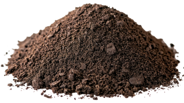 Mound of dark, rich soil on dark background