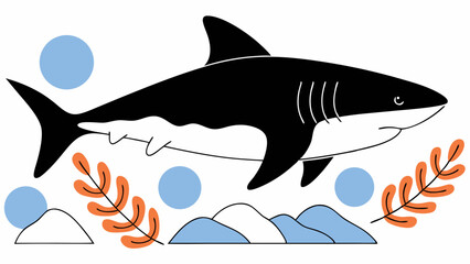 Stylized Shark in Ocean Scene