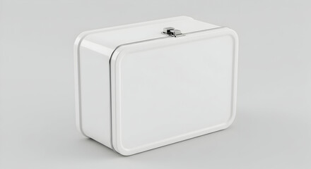 Blank white metal lunchbox perfect for your brand logo design mockup template