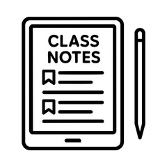 Digital class notes icon on tablet with pen