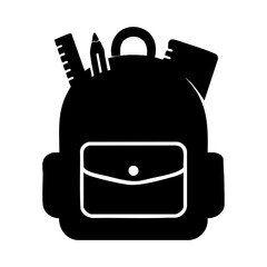 Fototapeta premium School backpack icon with supplies inside