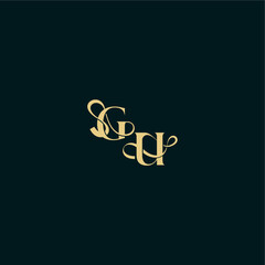 wedding logo initial bold concept design letter elegant and curvy style monogram GU