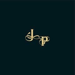 wedding logo initial bold concept design letter elegant and curvy style monogram JP