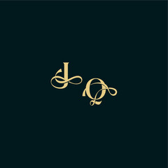 wedding logo initial bold concept design letter elegant and curvy style monogram JQ