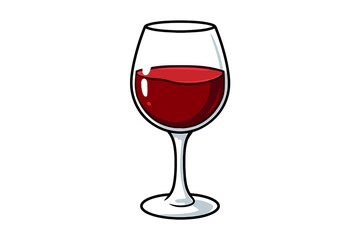 Cartoon red wine glass vector icon. Isolated wineglass clipart for restaurant menu or bar. Alcohol drink symbol for celebration, party, or wine tasting. Beverage illustration.