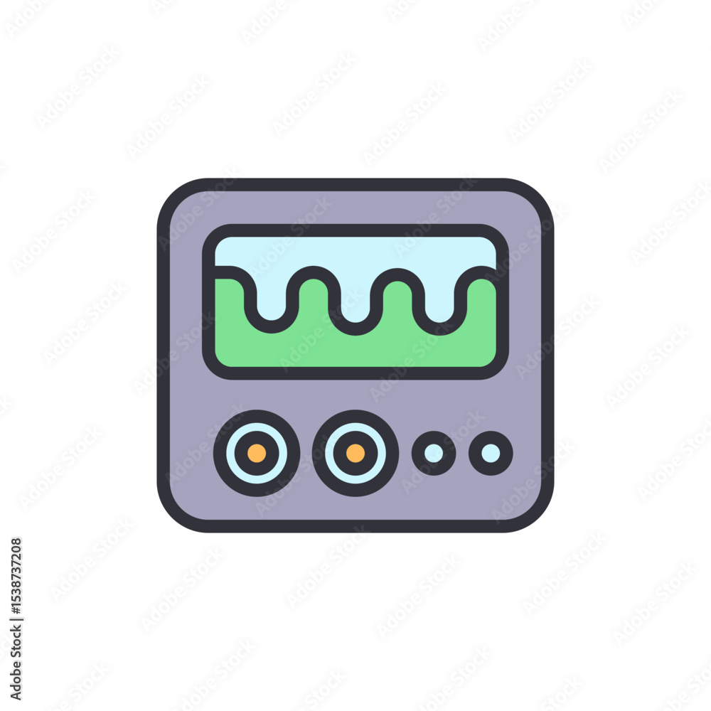 Poster isolated oscilloscope icon displaying signal waveforms on transparent layer
