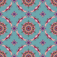 MANDALA MOTIF FLORAL SEAMLESS PATTERN ALL OVER PRINT VECTOR ILLUSTRATION