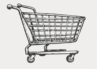 Shopping cart icon vintage style Minimalist concept vector illustration