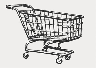 Shopping cart icon vintage style Minimalist concept vector illustration