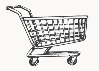 Shopping cart icon vintage style Minimalist concept vector illustration