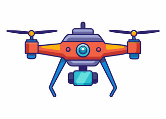 Realistic flying drone quadcopter on transparent background.