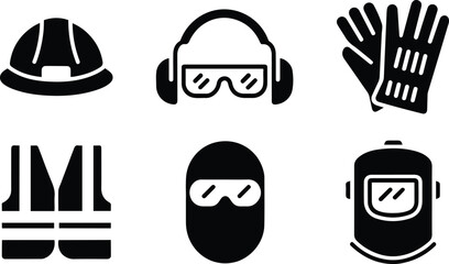 Safety Equipment Icons Set - Safety vector illustration
