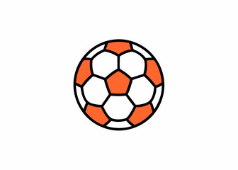 Obraz premium Football Ball Sketch in Trendy Flat Style, Soccer ball icon. Flat vector illustration in black on white background.