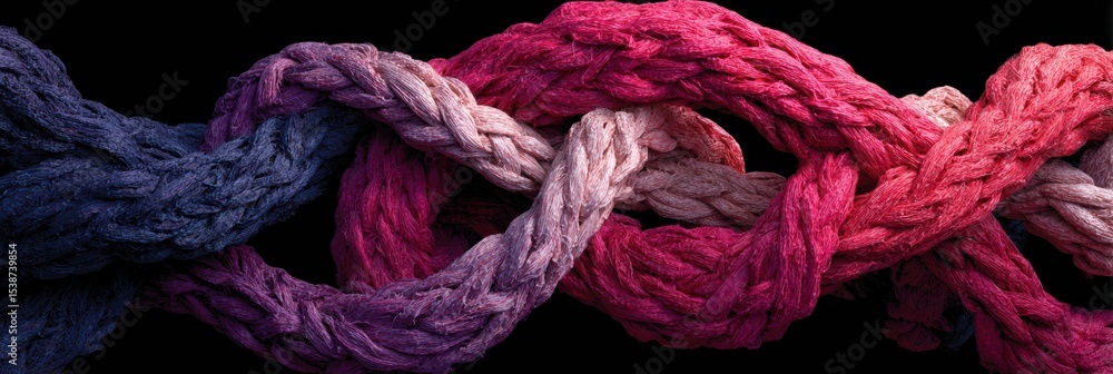 Poster Stylized Tangled Yarn Forms a Nerve Knot Symbolizing Complexity of Thoughts and Emotions in an Abstract Display of Color and Texture