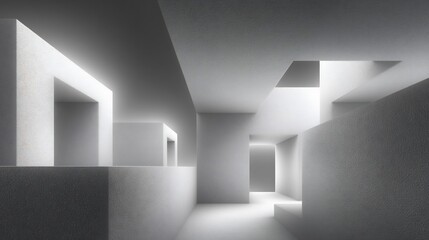 Abstract Architectural Interior: Light and Shadow Play in a Modern Space